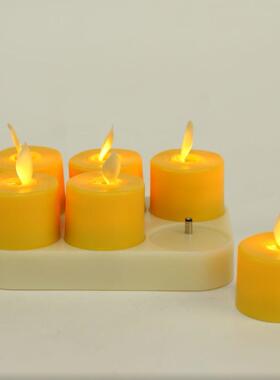 2烛5新款小蜡灯充电FEQ遥控仿真火苗led围氛音酒吧餐厅小乐茶蜡