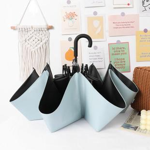 高档学便雨伞女携神折叠弯勾黑胶小熊晴雨生两晒用遮阳伞防防紫外