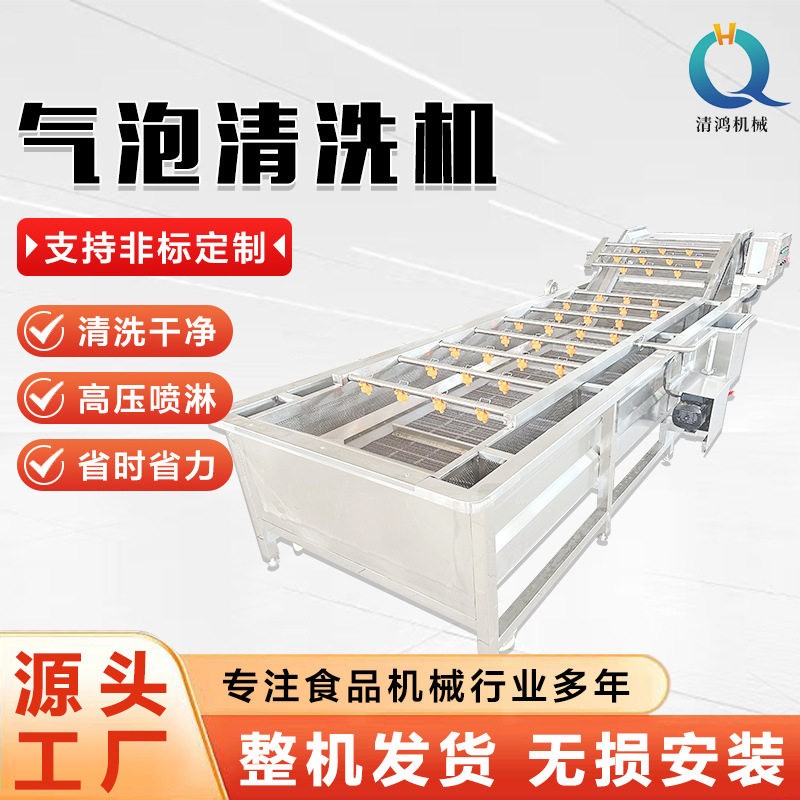 水果蔬菜清洗加工成套设备秋葵茄子气泡清洗机商用蘑菇清洗设备