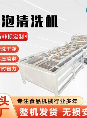 大型食堂气泡洗菜机 商用草莓荔枝水果清洗机 土豆切丝清洗流水线