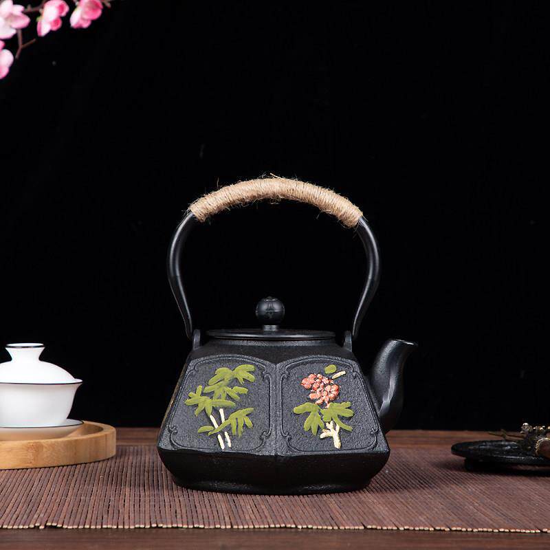 金京堂铸铁壶带茶网烧水壶煮茶壶生铁壶泡茶壶煮水壶碳烤炉围炉用
