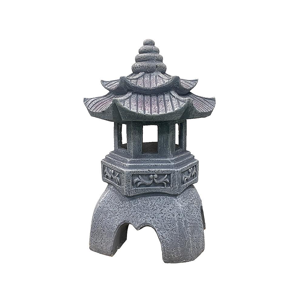 太阳能庭院树脂石灯笼日式宫灯中式草坪灯禅意石塔灯装饰宫灯
