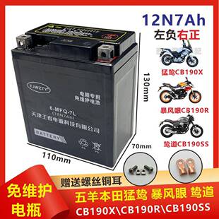 适用本田暴锋眼CB190R猛鸷CB190X鸷道CB190SS机车电瓶12V7A电池