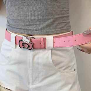 粉色儿童皮带新款 皮带配饰百搭 猫头腰带千禧辣妹y2k牛仔裤