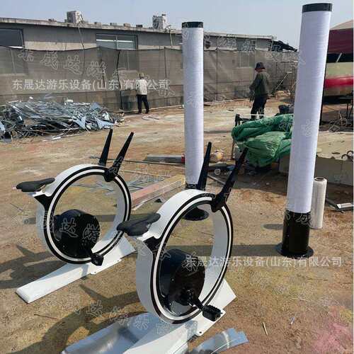 无动力脚踏发光单车 公园游乐广场不锈钢亲子七彩互动游乐设备