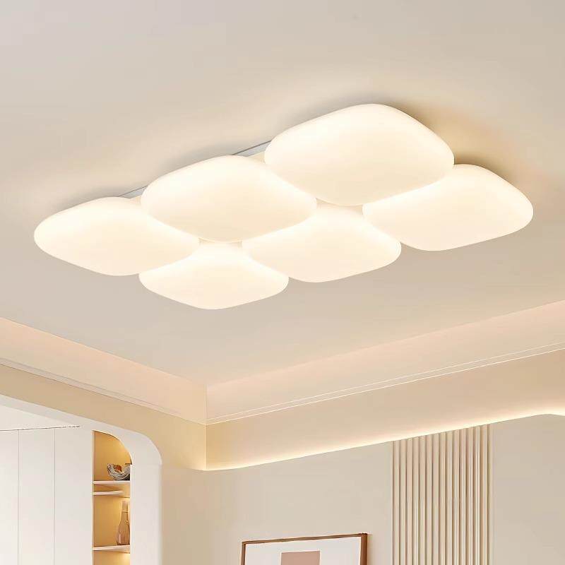 客厅灯吸顶灯现代简约奶油风创意方块主卧室灯温馨房间灯具E