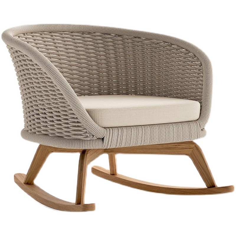 北欧户外柚木摇椅沙发藤编阳台客厅室外休闲懒人家具组合防水防晒