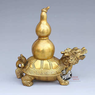 小号 摆件收银台工艺礼品纯铜玄关家居龟背龟 龙头葫芦葫芦大龙