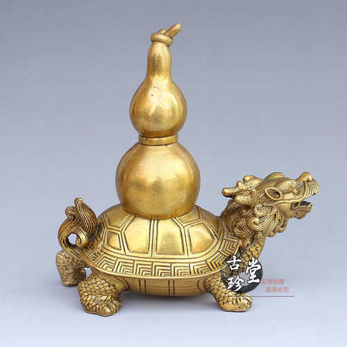 小号龙大龙头摆件 龟背 龟玄关葫芦收银台家居工艺礼品纯铜葫芦