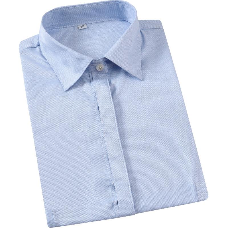 高档农农业银行工作服女式衬新衫袖蓝色短袖长制服职业装大码旅新