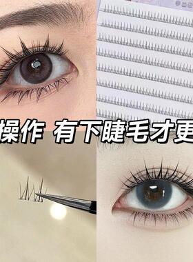 爆款免胶水小火苗下睫毛假睫毛嫁接分段式自然妈生彷真小野猫漫画