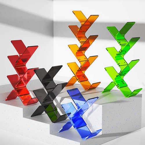 ins北欧创意艺术飘窗一体阅读摆件亚克力书架落地树形桌面置物架