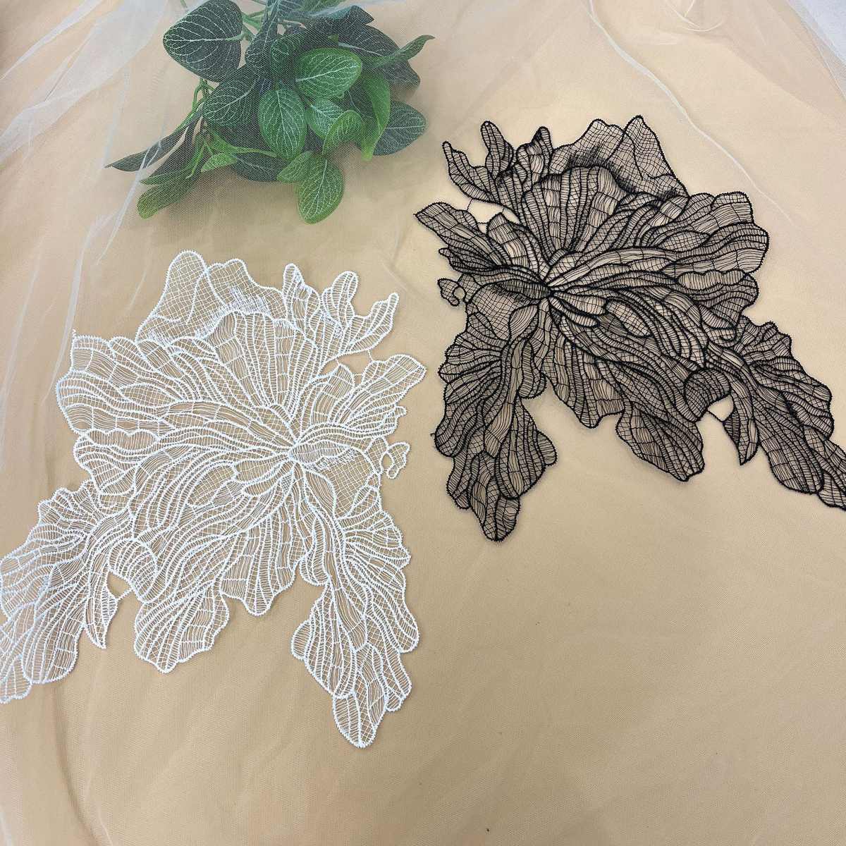 鱼丝线枫叶镂空蕾丝朵花花片布贴补丁头饰婚纱配件婚庆手作DIY