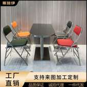 不锈钢金属半圆条形桌咖啡厅奶茶甜品店快餐大排档桌椅饭桌