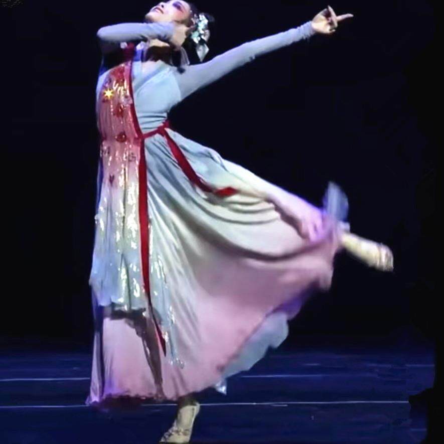 正品儿中童国舞风古典花笺演桃出服女剧目艺考舞蹈服装渐变大摆裙