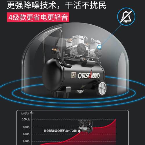 气泵V空气压缩机220无油木喷充漆静音工迷你小型便携奥突斯空式空