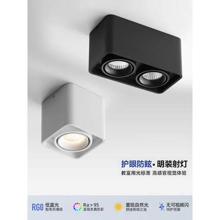 明装射灯LED筒灯客厅无主灯照明单头盒子灯过道灯防眩双头斗胆灯