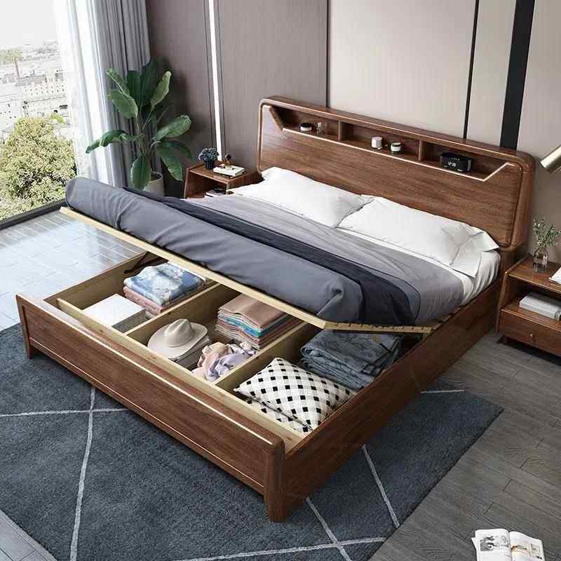 IEX中式胡桃木床.大新床实木新中式轻奢现代简约储物主全卧室18米