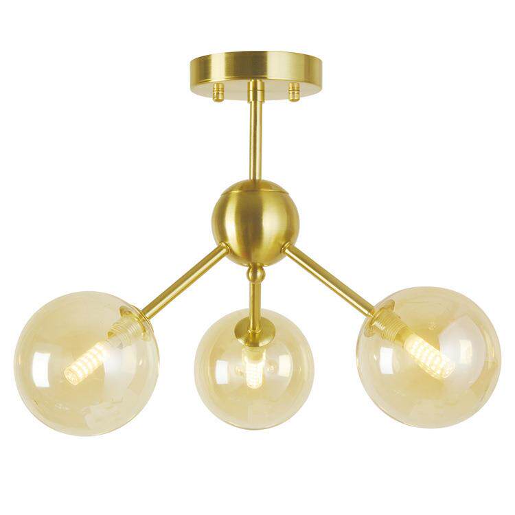 北欧艺术三头玻璃圆球吸顶灯温馨卧室客厅餐厅设计师led圆形灯具