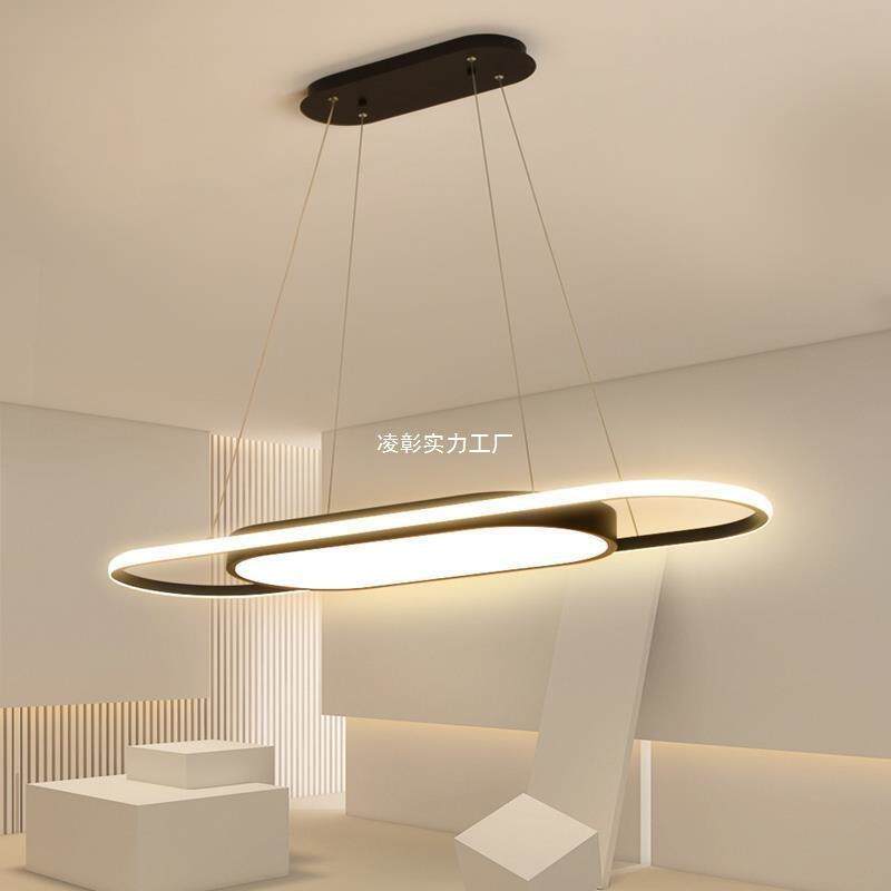 全光谱led吊灯后现代简约长条北欧个性餐厅灯大气前台灯吧台灯具
