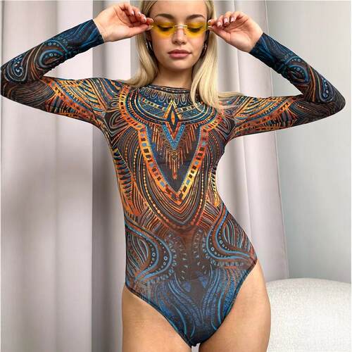 Womens Mesh One-Piece Swimsuit European Style Sun Protection