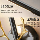 轻奢纯铜长条鹿角壁灯黑色铜本色LED线条灯酒店走廊过道三色变光