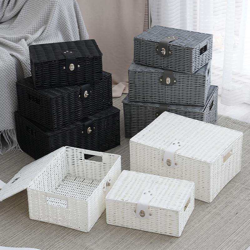 收纳筐带盖套组塑料脏衣篓衣柜脏衣篮宿舍洗衣篮收纳篮柜子置物筐