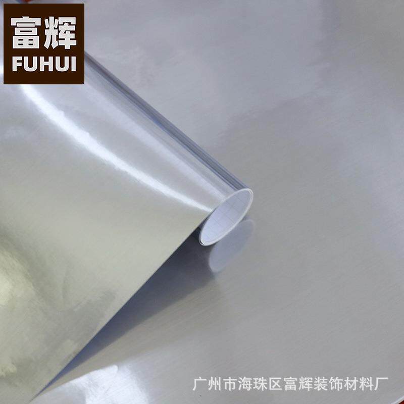 PVC金色自粘墙纸家具翻新贴纸镜面防水壁纸银色高光亮面波音软片