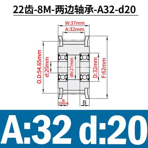 8m涨紧轮 同步轮 8M22齿槽宽27/32 调节导向轮/惰轮 孔12/15/20