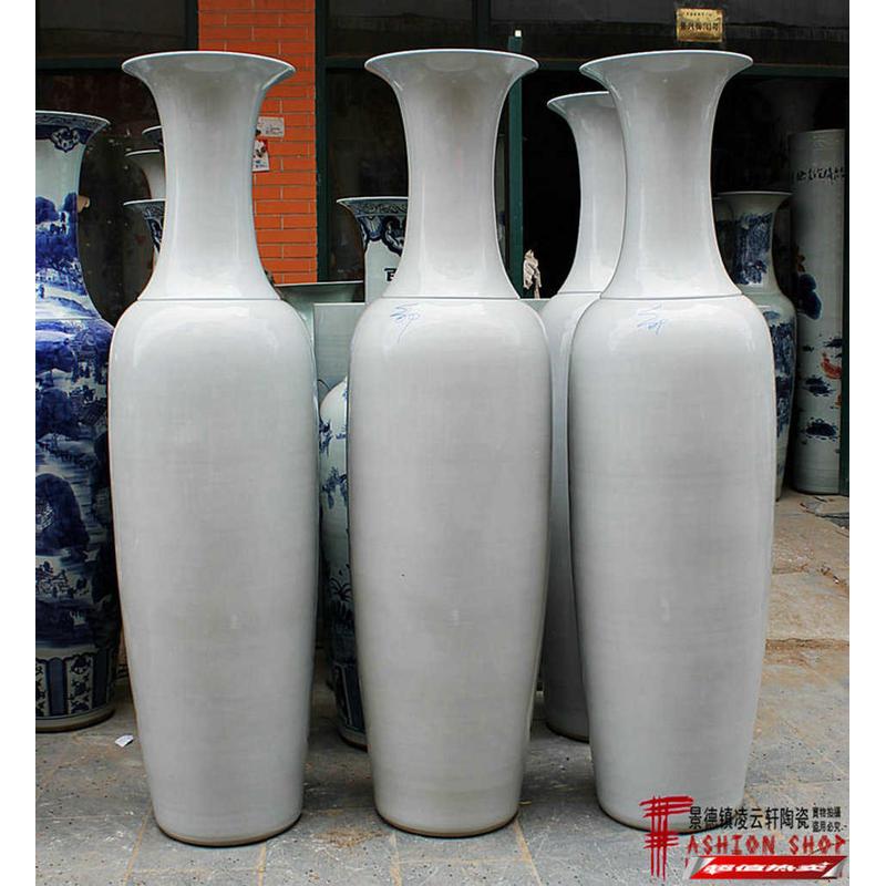 景德镇陶瓷器落地大花瓶全白色瓷瓶佛堂寺庙样板新古典白胎摆件