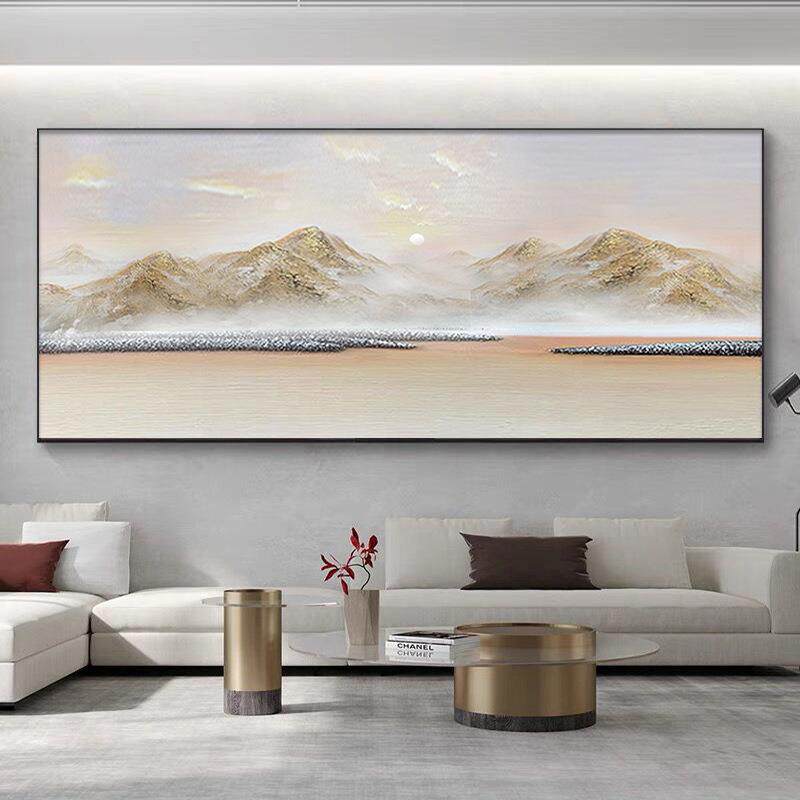 纯手绘油画立体抽象金山入户玄关装饰画简约轻奢客厅沙发背景挂画