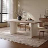 法岩板餐桌家实木餐椅奶形式 洞石岩板 油666风小用户型长方简约款