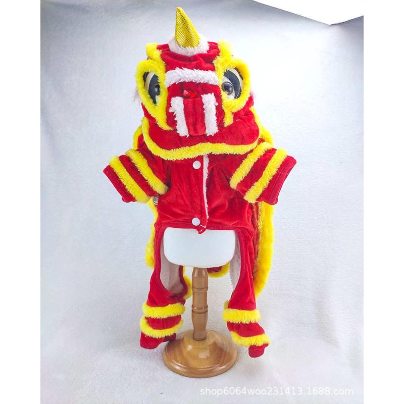 厂家批发狗狗衣服舞狮变身装秋冬搞笑喜庆中式新年宠物衣服
