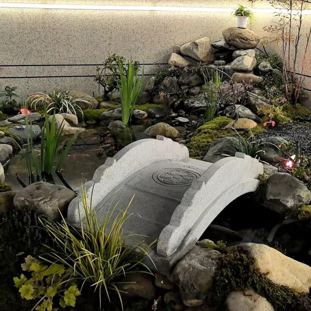 石桥石拱桥庭院汉白玉石雕小桥花岗岩石板桥户外装饰造景中式石桥