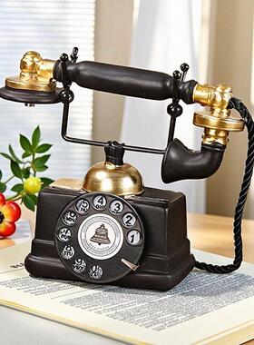 复古老式电话机摆件转盘座机模型民国怀旧老物件电影道具