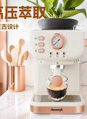 跨境20Bar家用半自动一体复古式浓缩高压萃取打奶泡压力式咖啡机