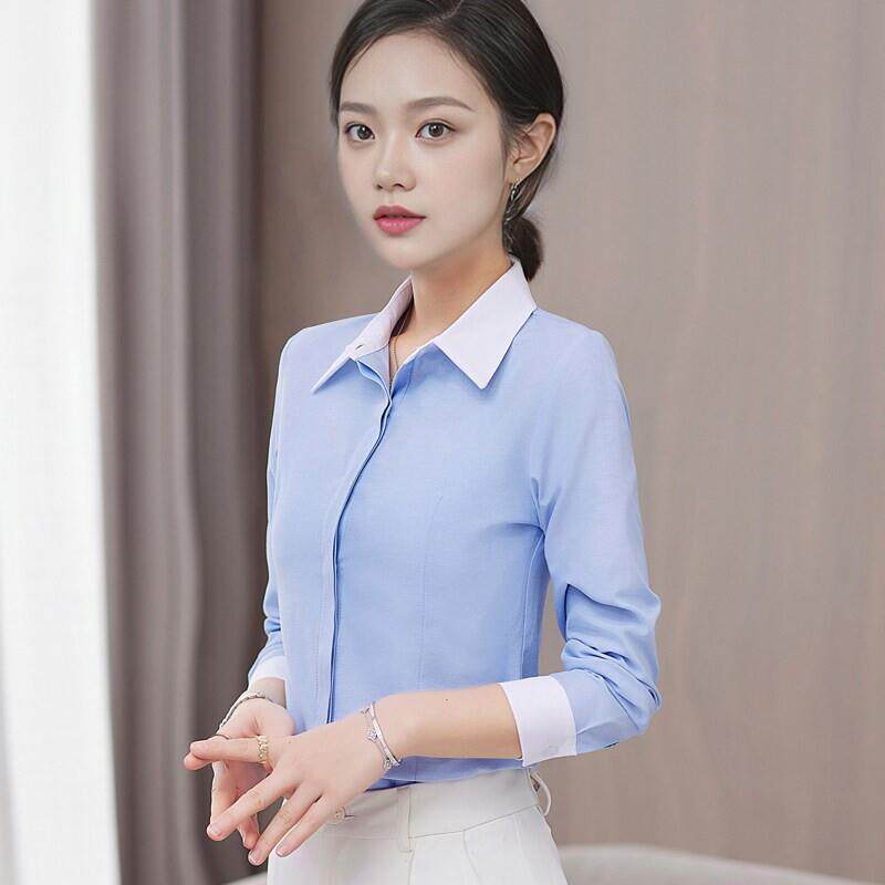POLO领职业女士衬衫春秋装2026新款修身长袖上衣时尚工装百搭衬衣
