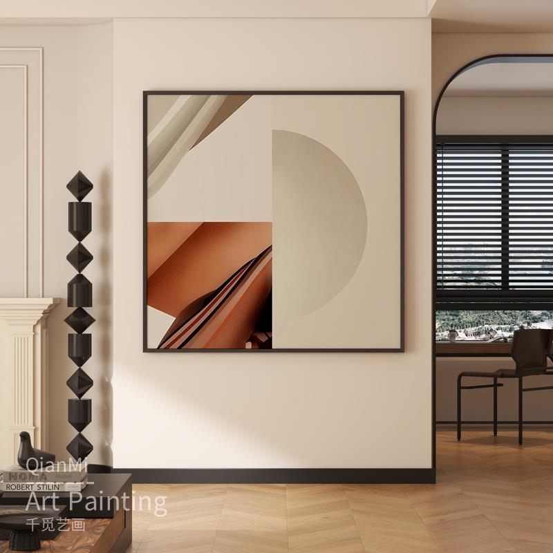 简约高档别墅装饰画北欧风客厅墙面壁画抽象几何玄关过道方形挂画图片