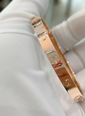 公价5万+】99新卡地亚玫瑰金宽版手镯无钻正品二手