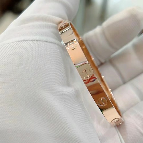 公价5万+】99新卡地亚玫瑰金宽版手镯无钻正品二手