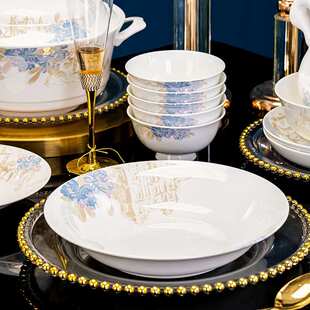 洁白如玉碗碟套装家用景德镇陶瓷餐具套装 陶瓷欧式碗盘碗筷礼品