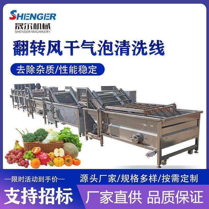 商用预制菜净菜清洗设备 清水笋气泡清洗机 高压喷淋小龙虾清洗机