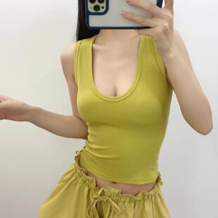 Top deep neck sleeveless backshirt women's