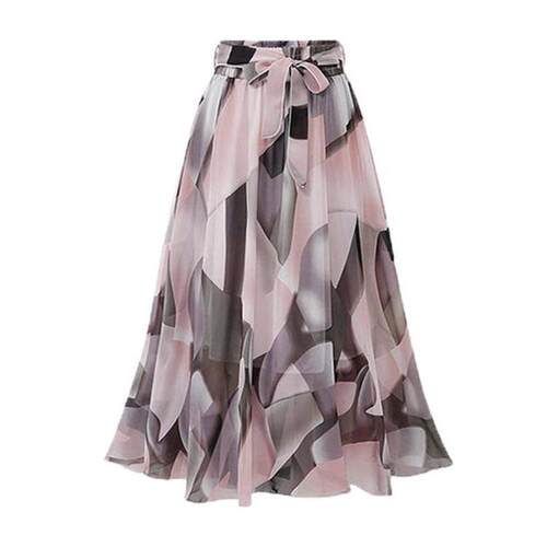 H 10892 Floral Chiffon High Waist A-line Skirt 碎花雪纺腰