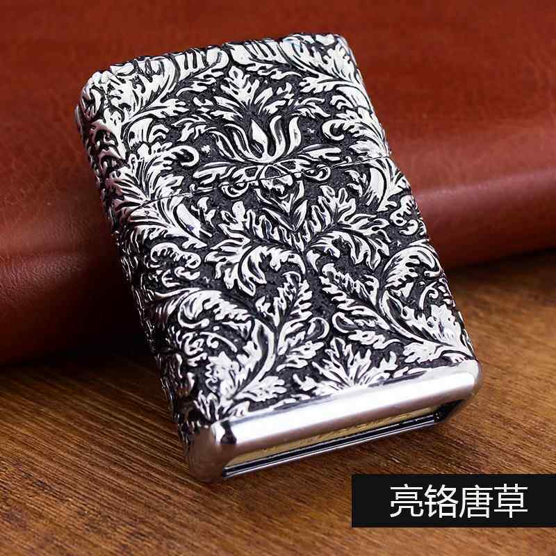 高档港z机o油rro佐罗煤打火机雕刻花纹唐草纯铜香防风送礼重甲加