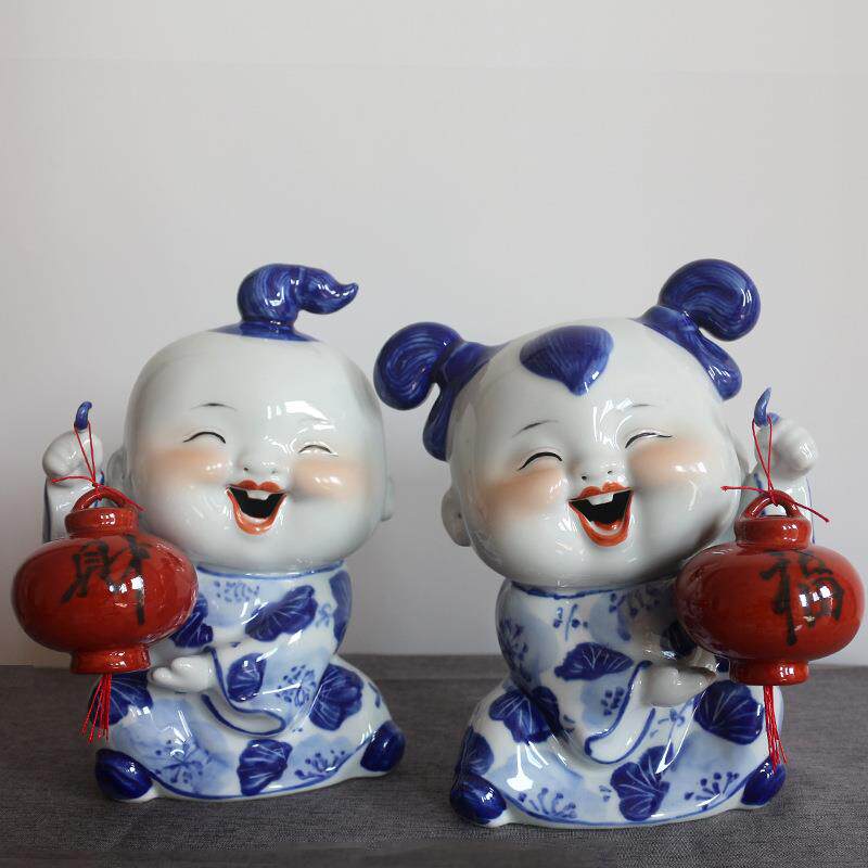 婚庆陶瓷娃娃摆件手绘工艺品客厅电视柜玄关软装家居装饰摆设