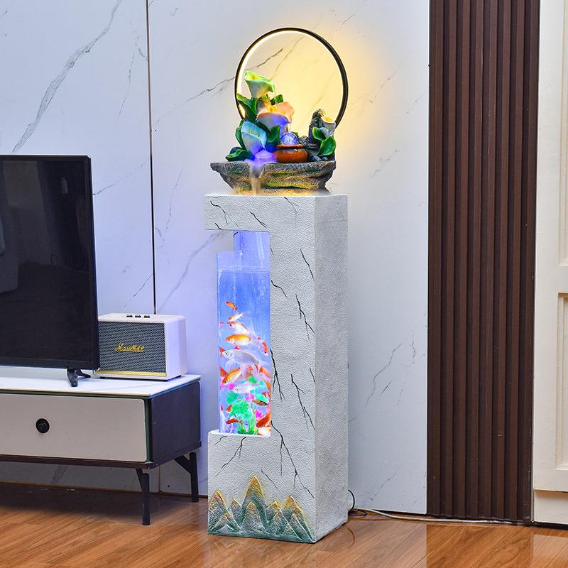 代现简约客厅摆电视柜旁鱼缸流水景观玄装关饰加湿器DDV开业送礼