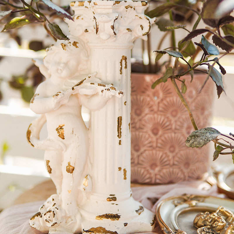 道具影楼拍摄柱复古蜡烛装饰天使罗马 店铺摆件烛台旧做器皿法式