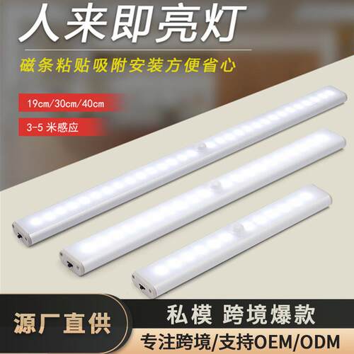 人体红外感应灯卧室灯LED楼道橱柜衣柜灯USB充电小夜灯