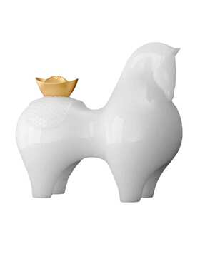 匠十三 玉石马上有钱老板桌马到成功装饰摆件新中式办公室工艺品